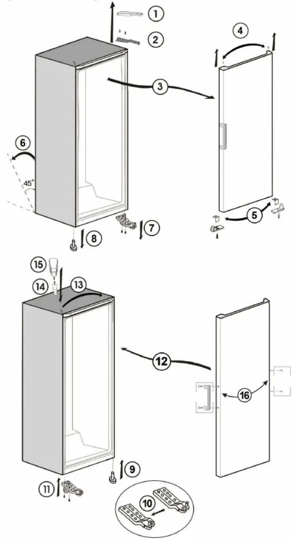 BEKO RSSA315K21W - Byte av dörrar - 1