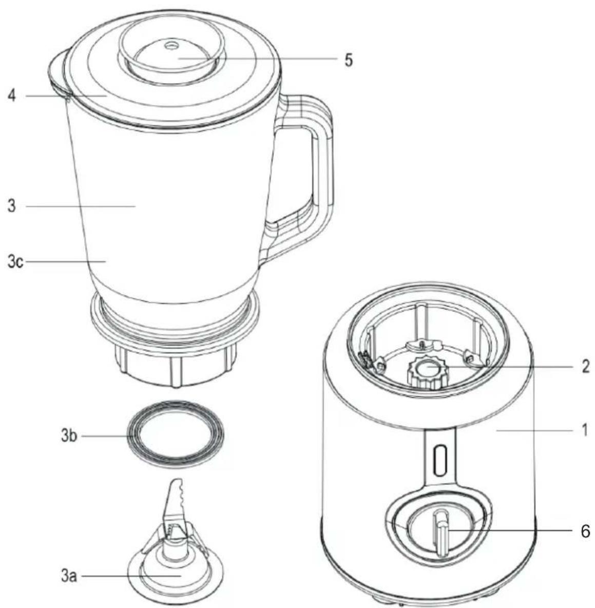 Technical diagram of a kettle with labeled parts including a main body, interior compartments, and base components.