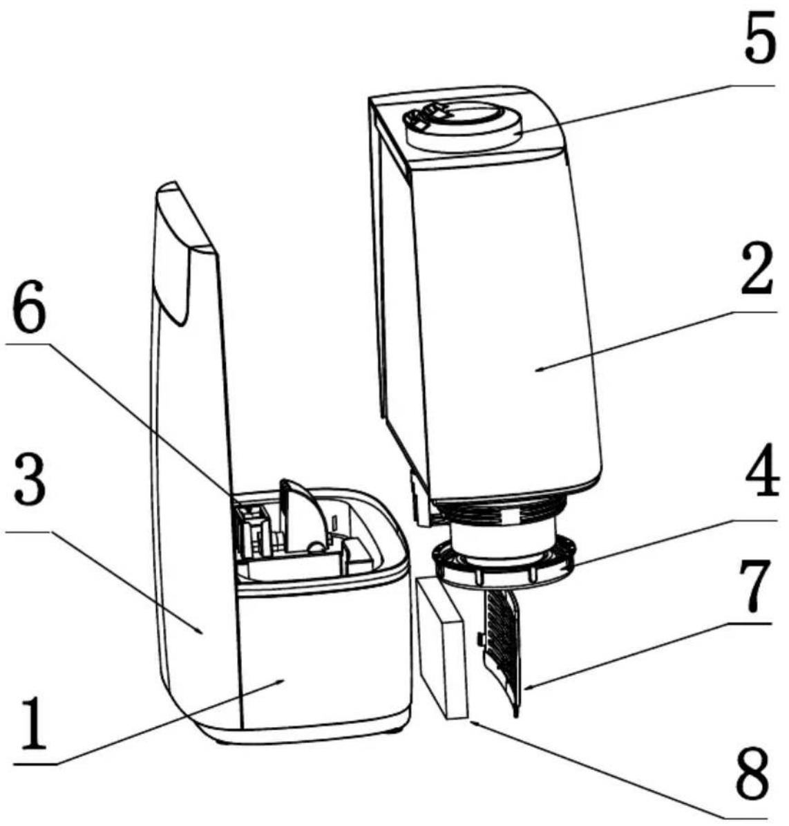 Technical diagram of a device with numbered parts for identification