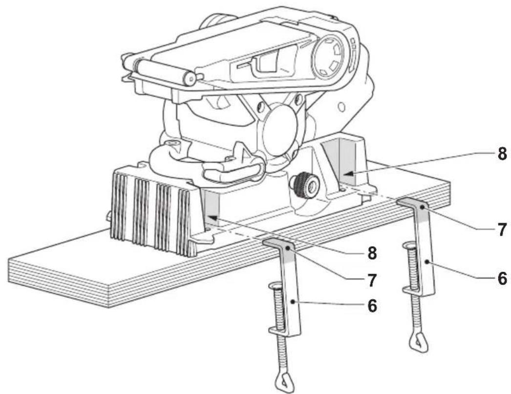 Technical diagram of a mechanical assembly with numbered parts labeled 6, 7, and 8