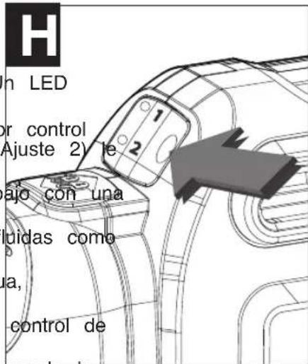 H n LED or control Ajuste 2) le ajo con una luidas como ma, control de