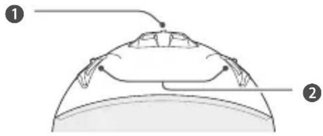 Diagram of a mechanical component with labeled parts 1 and 2, showing internal structure and features.