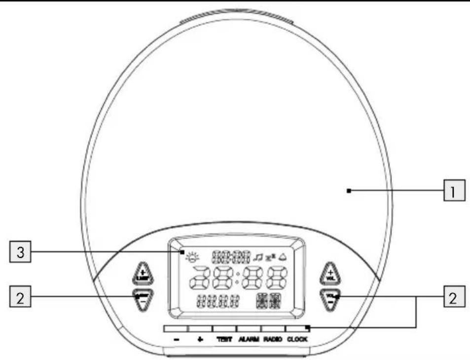 1 2 3 2 TEST ALARM RADIO CLOCK