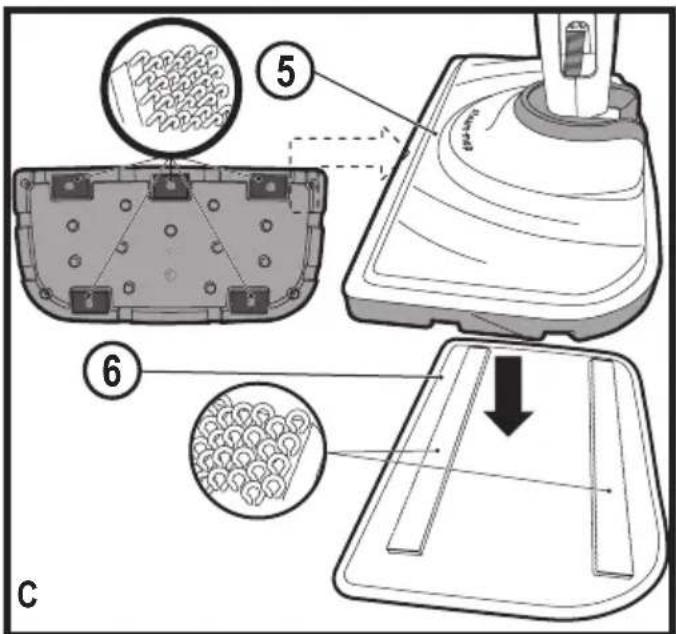 Technical diagram showing a device's internal components and assembly steps, labeled with numbers 5 and 6.