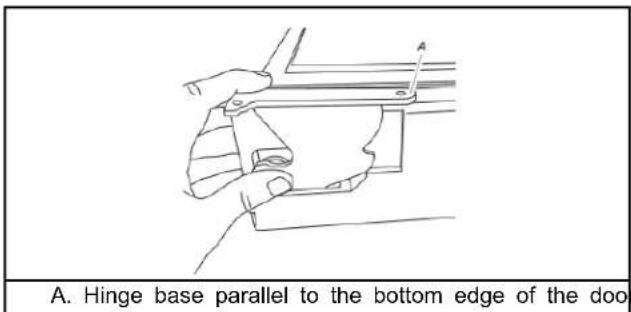 A. Hinge base parallel to the bottom edge of the doo