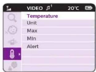 VIDEO 20°C Temperature Unit Max Min Alert