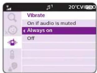 Vibrate On if audio is muted Always on Off