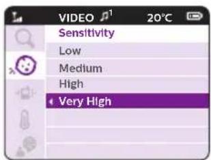 VIDEO Sensitivity Low Medium High Very High