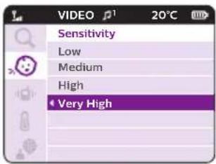 VIDEO Sensitivity Low Medium High Very High