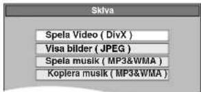 Sklya Spela Video ( DivX ) Visa bilder ( JPEG ) Spela musik ( MP3&WMA ) Koplera musik ( MP3&WMA )