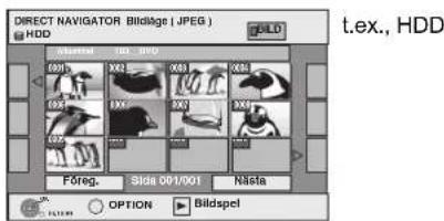 DIRECT NAVIGATOR Bildige (JPEG) HDD FOLD 000% 001% 002% 003% 004% 005% 006% 007% 008% 009% Föreg. Sida 001/001 Nästa OPTION Bildspel t.ex., HDD