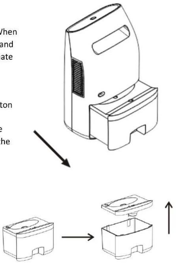 Technical diagram showing a device with internal components and an exploded view of its internal structure, accompanied by explanatory text.