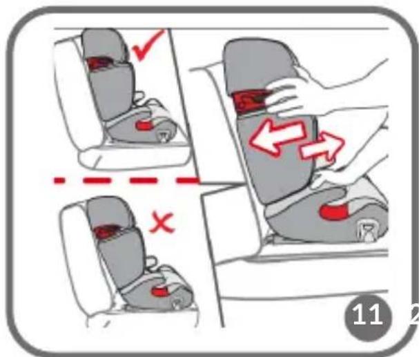 Illustration showing a car seatbelt being adjusted for using a device, with check and cross icons indicating correct and incorrect states.