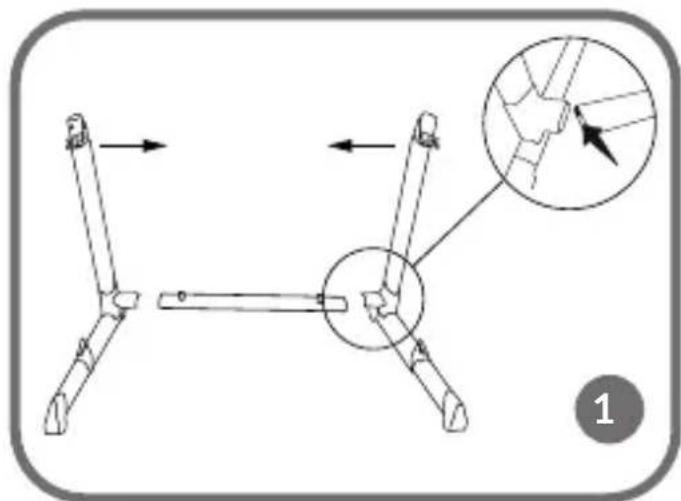 Diagram illustrating a mechanical linkage or assembly with labeled components and directional arrows, including an inset magnified view.