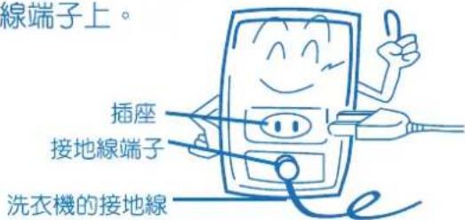 線端子上。 插座 接地線端子 洗衣機的接地線