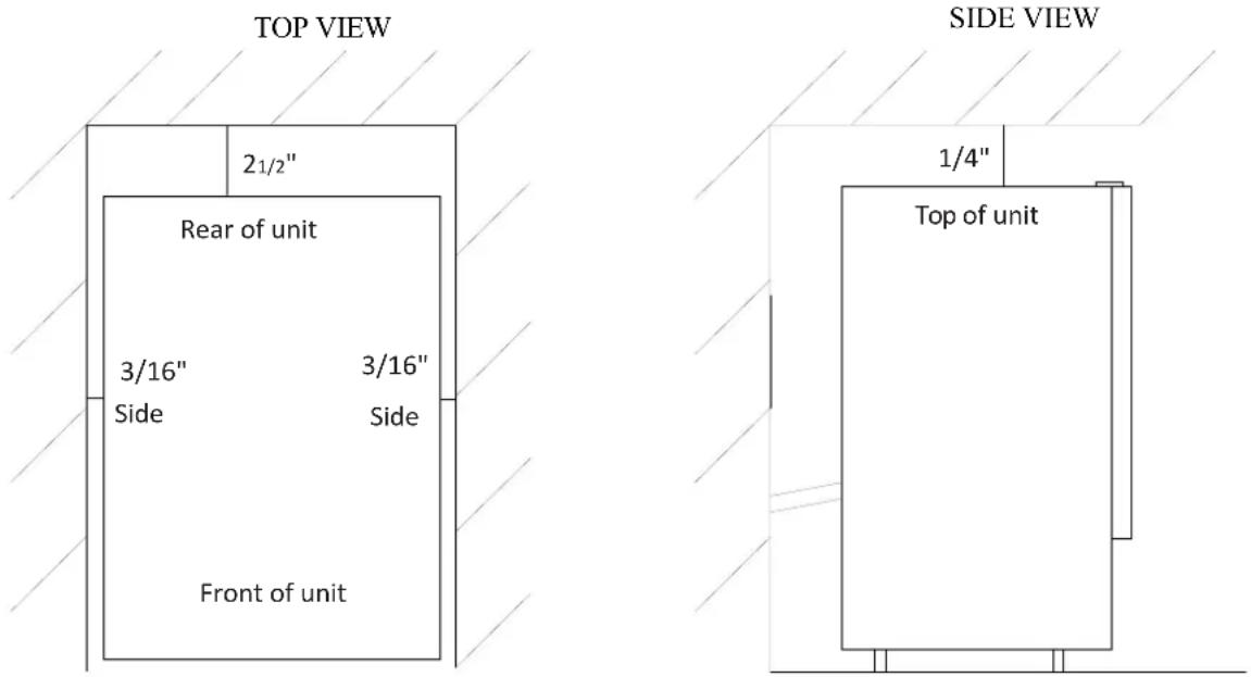 TOP VIEW 21/2" Rear of unit 3/16" 3/16" Side Side Front of unit SIDE VIEW 1/4" Top of unit