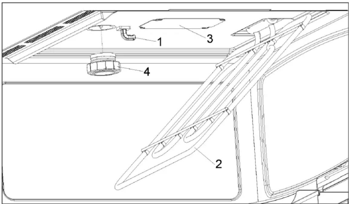 Technical diagram of a mechanical assembly with numbered components, likely for engineering or manufacturing documentation.