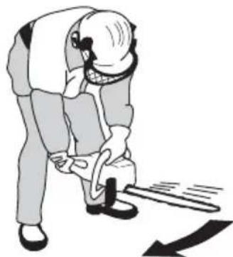Illustration of a person bending over a rope with a downward arrow (no text or symbols)