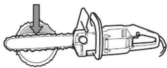 Technical line drawing of a mechanical tool with a circular base and blade, showing no text or symbols.