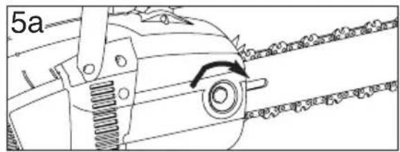 Technical line drawing of a mechanical component with gear and chain (no text or symbols)