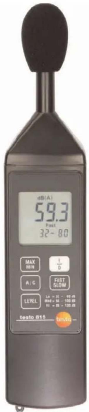 dB(A) 59.3 Post 32-80 MAX MIN I D A/G FAST SLOW LEVEL Le = 32 - 90 dB Max = 32 - 100 dB H = 32 - 120 dB testo B15 testo