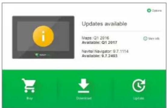 Updates available Maps: Q1 2016 Available: Q1 2017 Navital Navigator: 9.7.1114 Available: 9.7.2493 Options Buy Download Update
