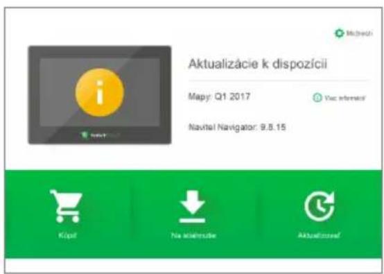 Aktualizácie k dispozícii Mapy: Q1 2017 Voc internet Navitel Navigator: 9.8.15 Kópát Na idehnsche Aktualizacevá