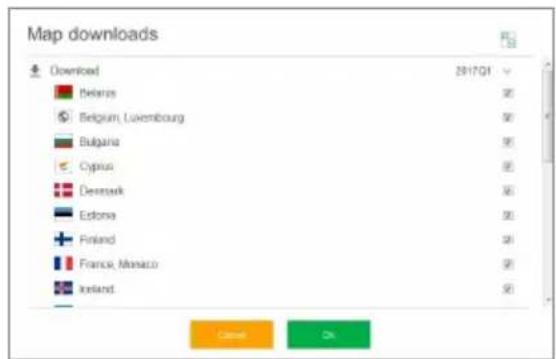Map downloads Download 2017Q1 Belarus 90 Belgium, Luxembourg 90 Bulgaria 90 Cyprus 90 Denmark 90 Estonia 90 Finland 90 France, Mexico 90 Ireland 90 Cancel OK
