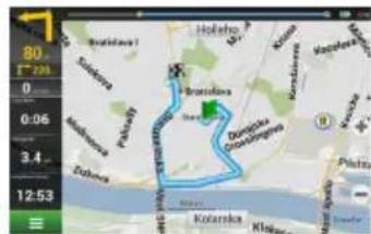 Screenshot of a map interface showing a highlighted route through a river with surrounding towns and labels.