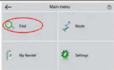 Main menu Find Route My Navitel Settings