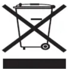 Warning symbol for a trash bin with crossed x and minus signs, indicating no waste or discharge