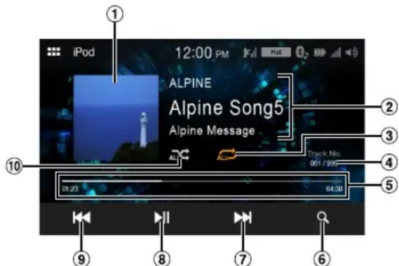 ALPINE iLX-W650 - ■ iPod main screen example - 1