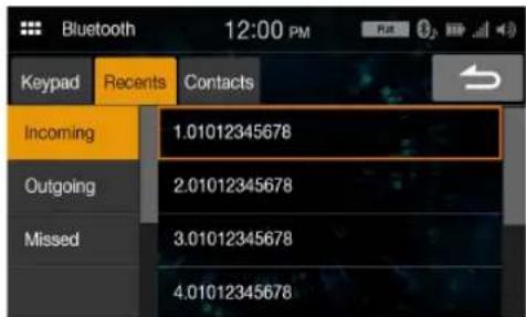ALPINE iLX-W650 - Making a phone call from the Recent Events list - 1