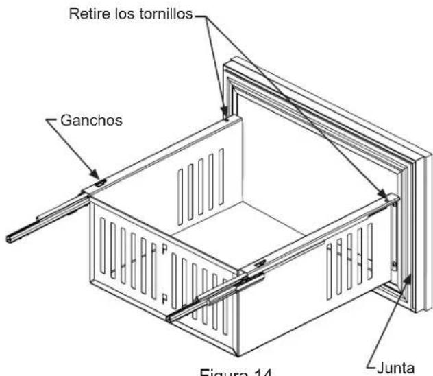 Retire los tornillos Ganchos Junta Figura 14