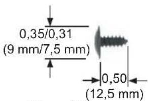 0,35/0,31 (9 mm/7,5 mm) 0,50 (12,5 mm)