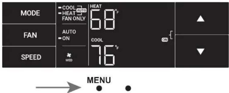 MODE COOL AUTO HEAT FAN ONLY 68°F AUTO ON SPEED COOL 76°F ON MENU