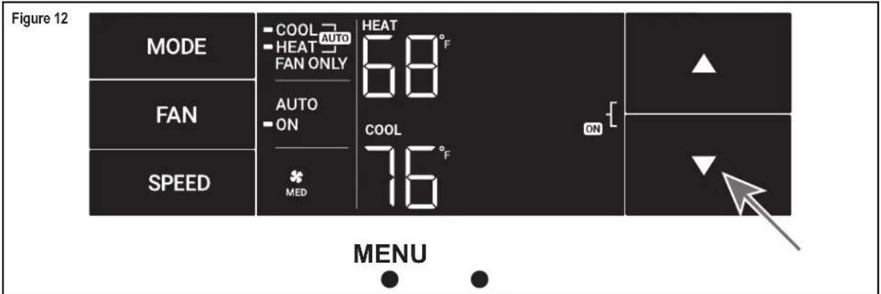 Figure 12 MODE COOL AUTO HEAT FAN ONLY 68°F AUTO ON SPEED MED COOL 76°F ON MENU