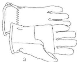 Line drawing of a pair of gloves with a strap, labeled '3' (no text or symbols on the gloves themselves)