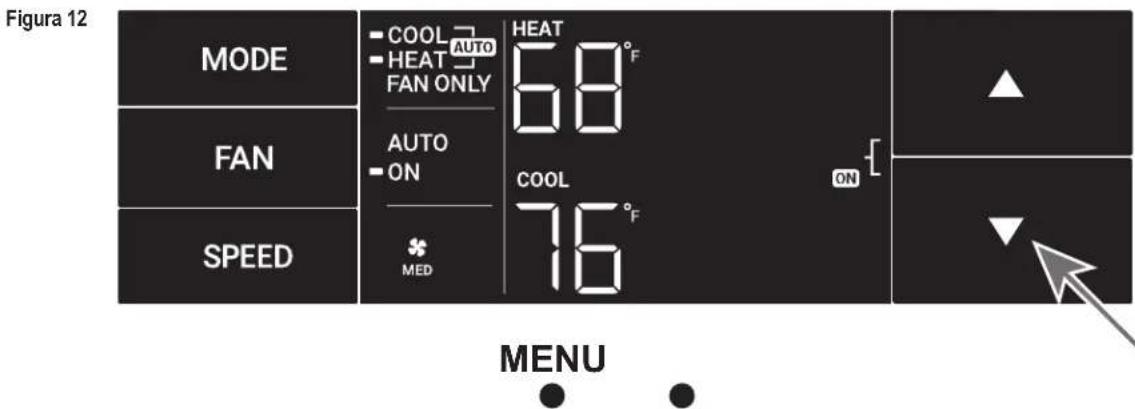 Figura 12 MODE COOL AUTO HEAT FAN ONLY 68°F AUTO ON SPEED MED COOL 76°F ON MENU