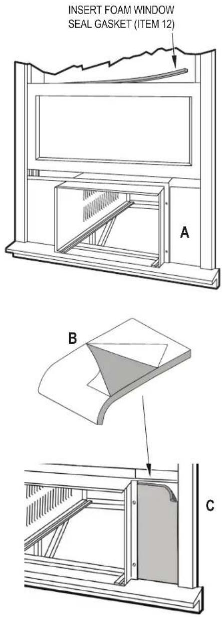 INSERT FOAM WINDOW SEAL GASKET (ITEM 12) A B C