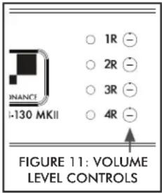 INANCE I-130 MKII ○ 1R - ○ 2R - ○ 3R - ○ 4R - FIGURE 11: VOLUME LEVEL CONTROLS