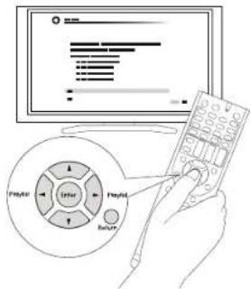 Illustration showing a hand holding a remote control with a computer screen displaying a play button interface.
