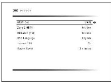 HDMI Out Zone 2 HCD1 HDBaseT [TM] OSO Language Name OSO Strait Level VAIN Not Use Not Use English On 3 Windows