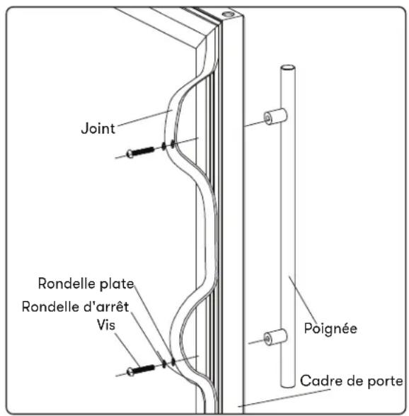 Joint Rondelle plate Rondelle d'arrêt Vis Poignée Cadre de porte