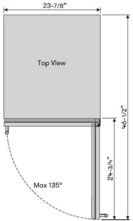 23-7/8" Top View 46-1/2" 24-3/4" Max 135°