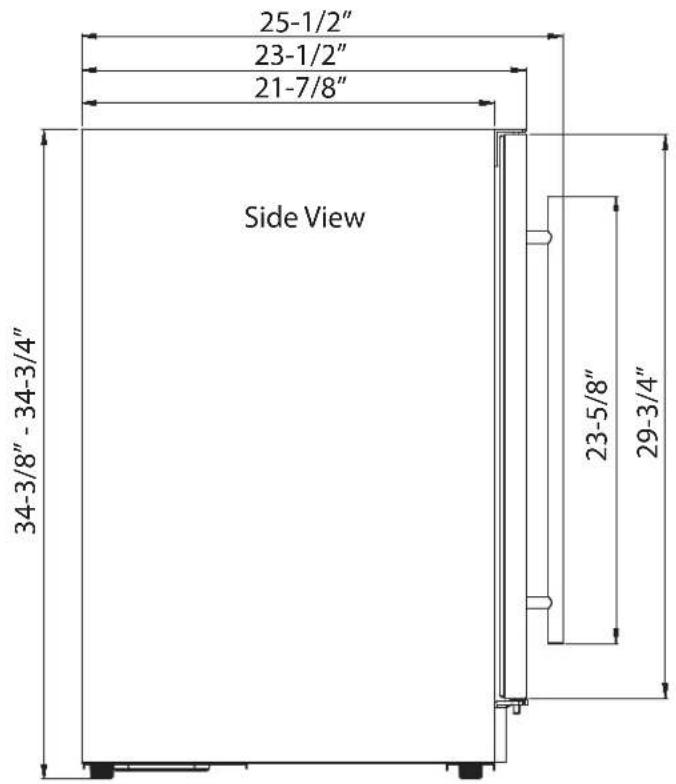 25-1/2" 23-1/2" 21-7/8" Side View 34-3/8" - 34-3/4" 23-5/8" 29-3/4"