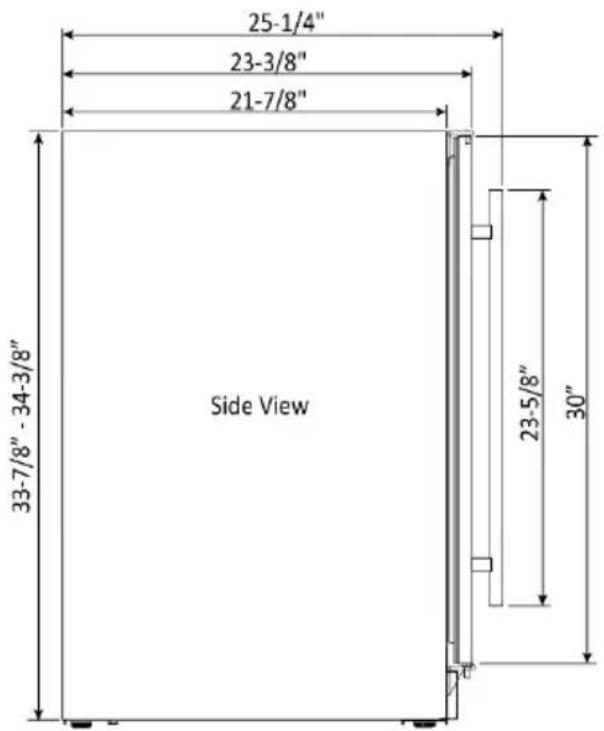 25-1/4" 23-3/8" 21-7/8" 33-7/8" - 34-3/8" Side View 23-5/8" 30"