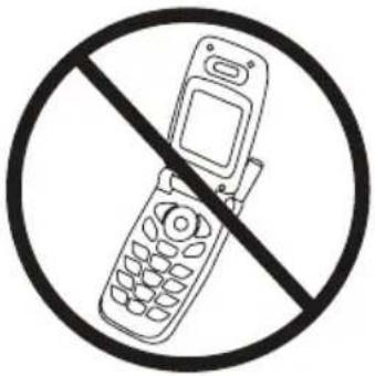 Prohibition sign showing a mobile phone crossed out by a diagonal line, indicating no use or prohibition.