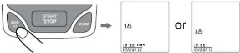 START STOP USER 1/2 MEMORY 18 i2.35 PMPM 10/28/13 or 28 i2.35 10/28/13