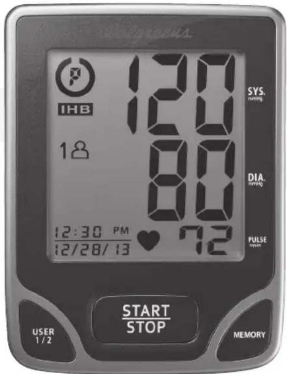 IHB 12:30 PM 12/28/13 12:00 80 72 SYS. running DIA. morning PULSE min START STOP USER 1/2 MEMORY